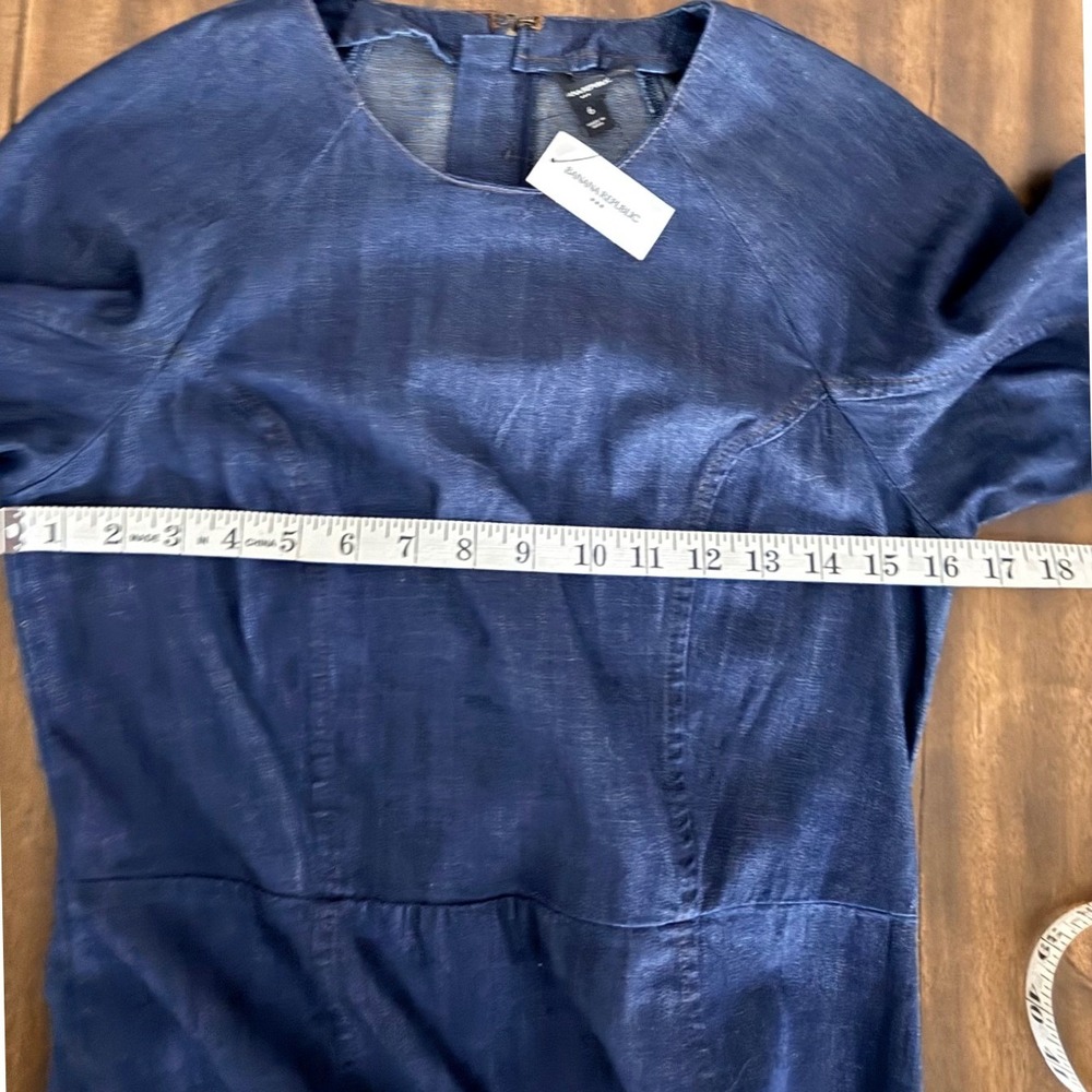 Banana Republic Denim Fit and Flare Mini Dress Indigo Blue Long Sleeve Size 6 - Picture 9 of 12